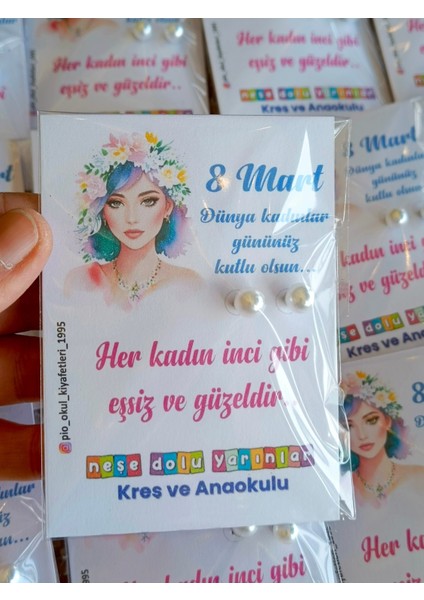 8 Mart Hediyelik Inci Küpe (10 Adet) fiyatları