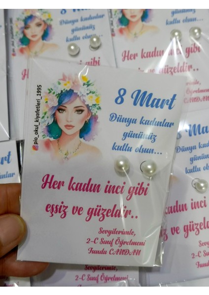 8 Mart Hediyelik Inci Küpe (10 Adet) fırsatları