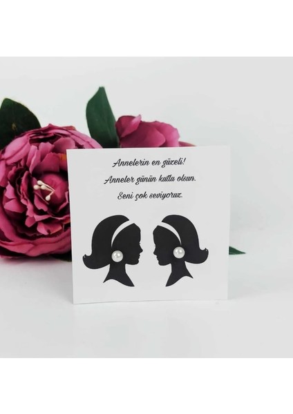 25 Adet Anneler Günü Hediyesi Inci Küpe Kartı