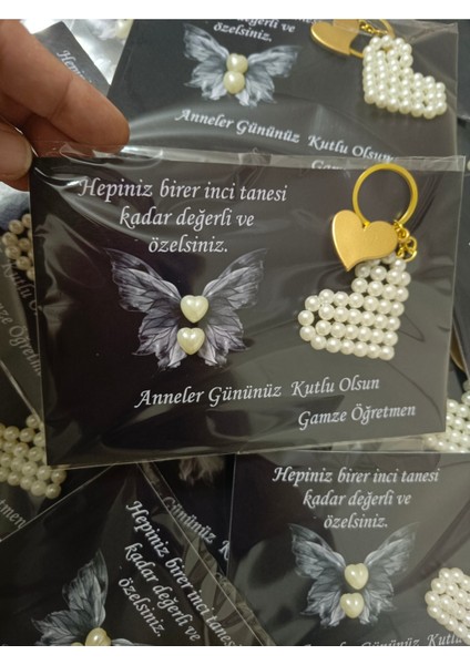 Anneler Günü Hediyesi Inci Küpe ve Inci Anahtarlık 10 Adet Anneye, Anneme Hediye