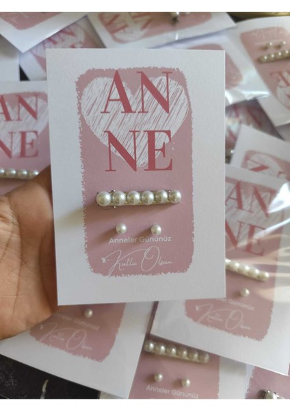 Annler Gününe Özel Inci Toka ve Küpe Set 10
