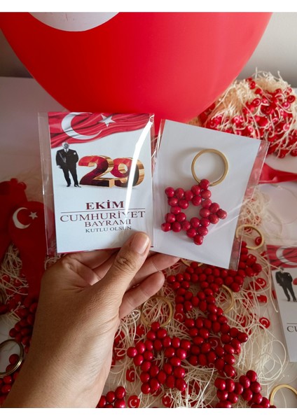 20 Adet 29 Ekim Cumhuriyet Bayramı 23 Nisan Hediyelik Ahşap Yıldız Anahtarlık fiyatları