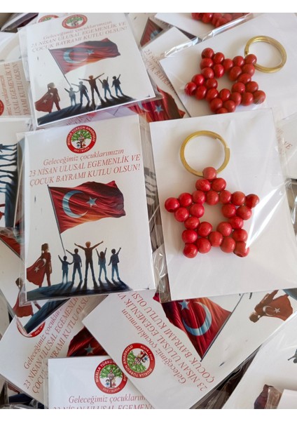 20 Adet 29 Ekim Cumhuriyet Bayramı 23 Nisan Hediyelik Ahşap Yıldız Anahtarlık modelleri