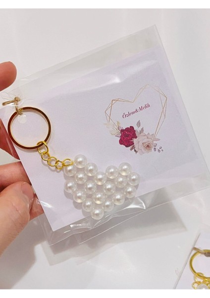 Incili Kalpli Hediyelik Anahtarlık Söz -Nişan Hediyesi (20 Adet)