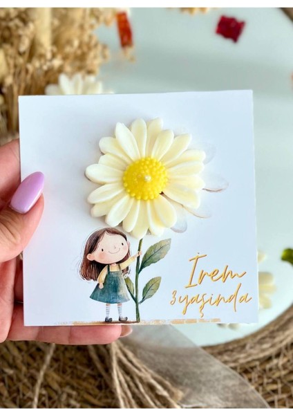 20 Adet Özel Tasarlanmış Kart ve Papatya Mum. Bebek Doğum, Babyshower, Doğum Günü, Hediyelik fiyatları