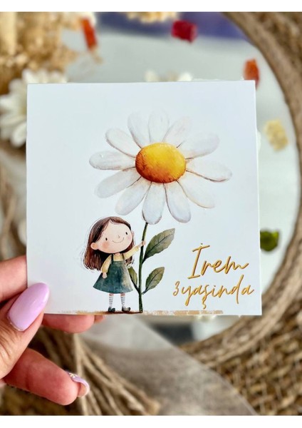 20 Adet Özel Tasarlanmış Kart ve Papatya Mum. Bebek Doğum, Babyshower, Doğum Günü, Hediyelik modelleri