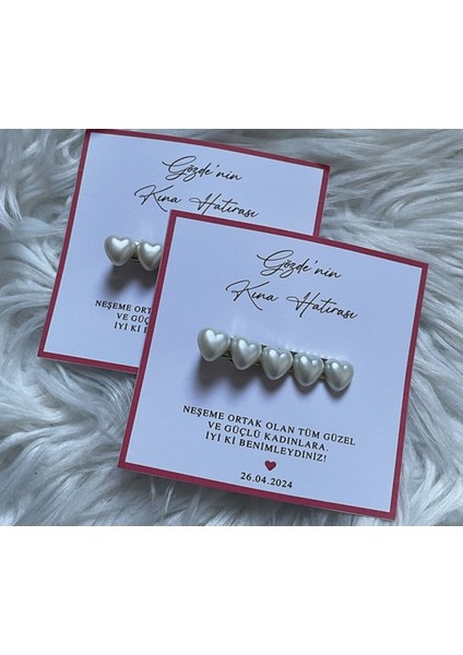 Kına Hediyeliği 50 Adet Inci Kalp Toka