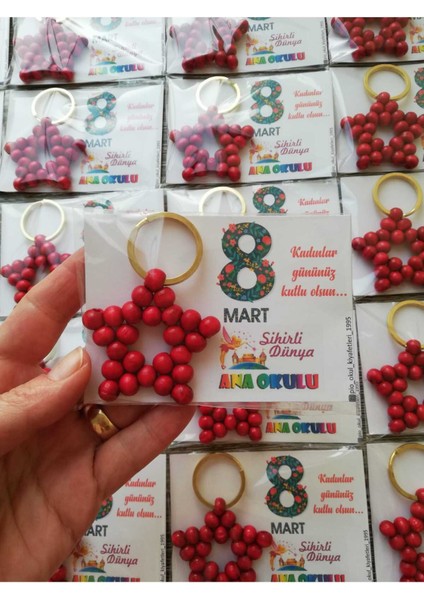 8 Mart Hediyelik Yıldız Anahtarlık (10 Adet)