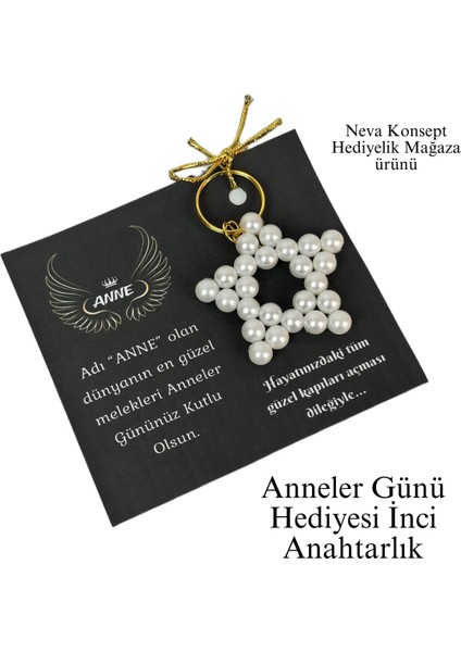 Anneler Günü Hediyesi Inci Anahtarlık ve Kartı 50 Adet