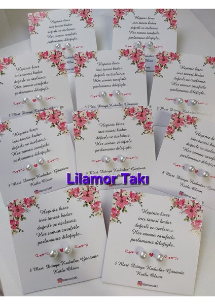 10 Adet 8 Mart Kadınlar Günü Hediyesi Inci Küpe