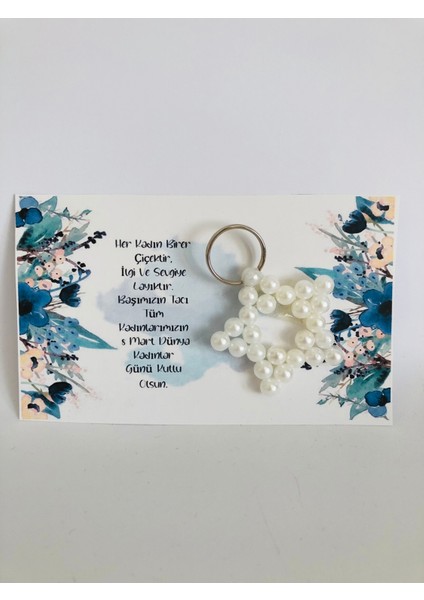 Bursatasarımdünyası 10 Adet Inci Yıldız Anahtarlıklı Kadınlar Günü Hediyesi