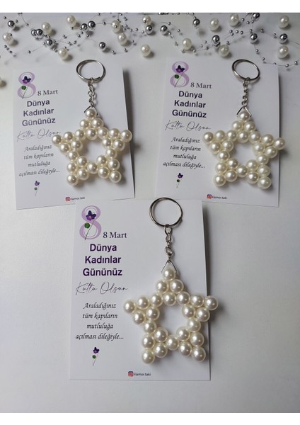 20 Adet 8 Mart Dünya Kadınlar Günü Hediyesi Inci Yıldız Anahtarlık fiyatları