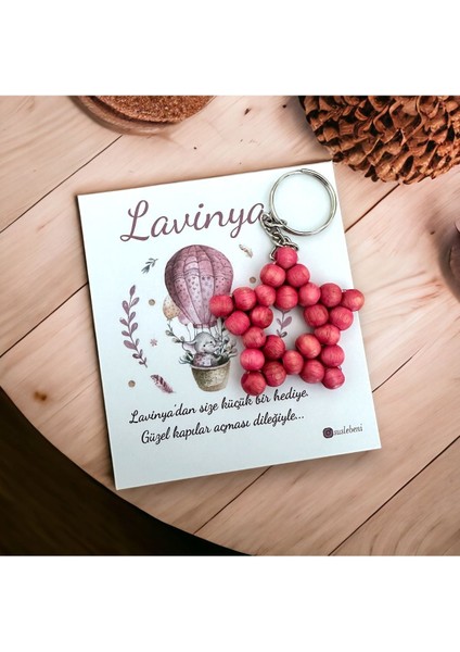 Ahşap Yıldız Anahtarlık Bebek Hediyeliği Pembe Fil Lavinya Konsept 25 Adet