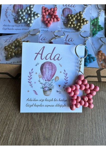 Ahşap Yıldız Anahtarlık Bebek Hediyeliği Pembe Fil Lavinya Konsept 25 Adet fırsatları