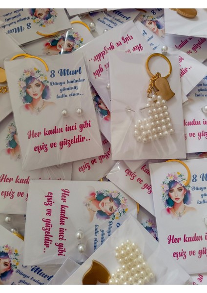 20 Adet Kalp Inci Anahtarlık ve Inci Küpe fiyatları