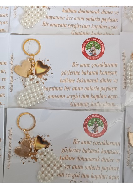 Anneler Günü Hediyelik Kalpli Inci Anahtarlık (10 Adet) fiyatları