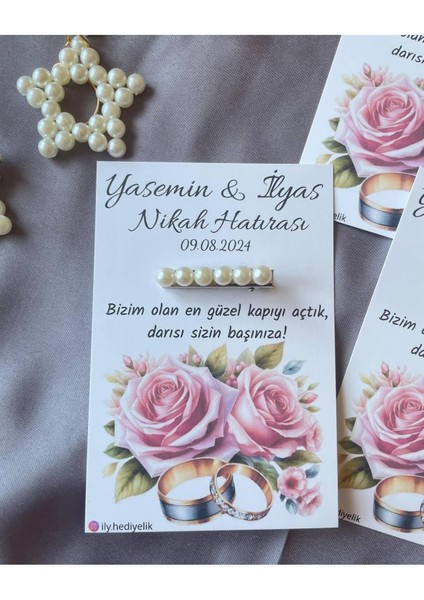20 Adet Hediyelik Inci Toka Nikah Hatırası Kartı - Kişiye Özel Tasarım Imkanı fiyatları