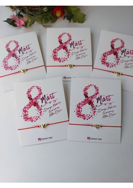 20 Adet 8 Mart Dünya Kadınlar Günü Hediyesi Kalpli Bileklik