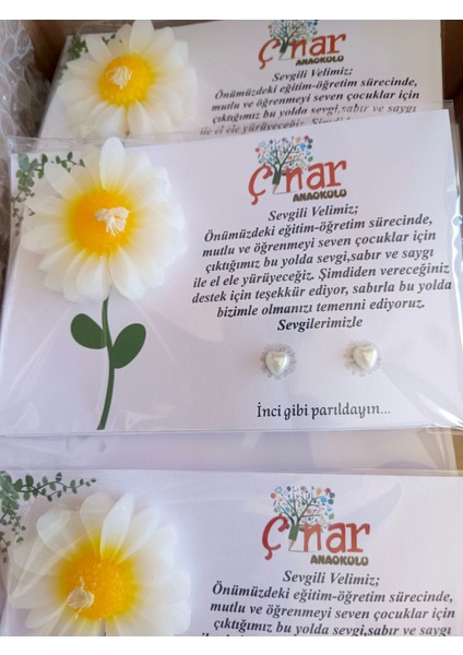 15 Adet Anneler Günü Veli Hediyesi Mum ve Inci Küpe fiyatları