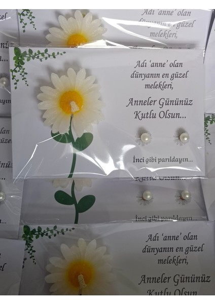 15 Adet Anneler Günü Veli Hediyesi Mum ve Inci Küpe fırsatları