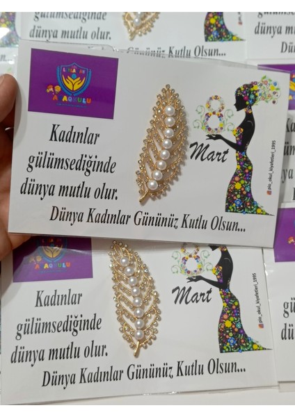 8 Mart Hediyelik Çelik Inci Toka (5 Adet)