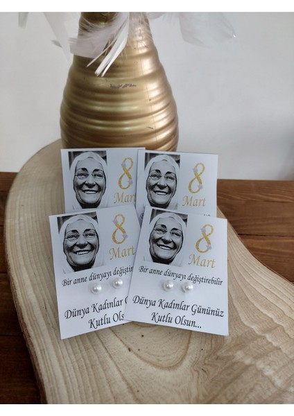10 adet 8 Mart Hediyelik Inci Küpe