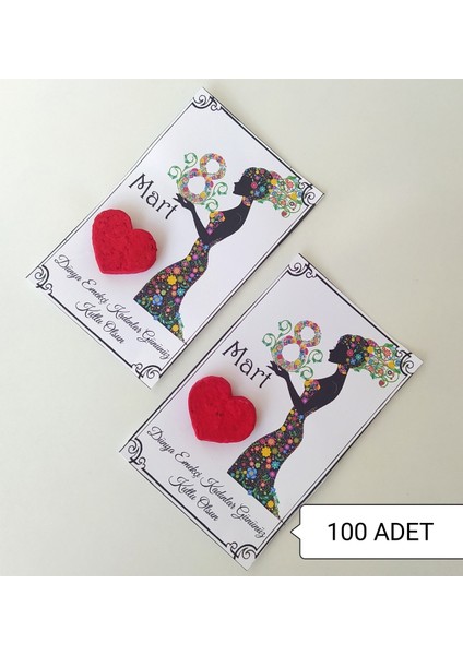 100 Adet 8 Mart Dünya Emekçi Kadınlar Günü Kurumsal Hediye Tohum Kartı