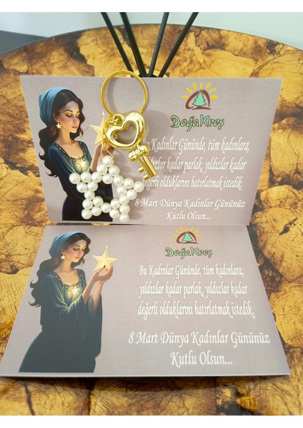 10 Adet 8 Mart Dünya Kadınlar Günü Kurumsal Hediyelik Yıldız Anahtarlık modelleri