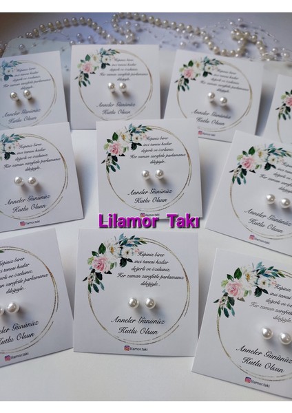 Anneler Günü Hediyesi 10 Adet (Çift)Küpe ve Kartı