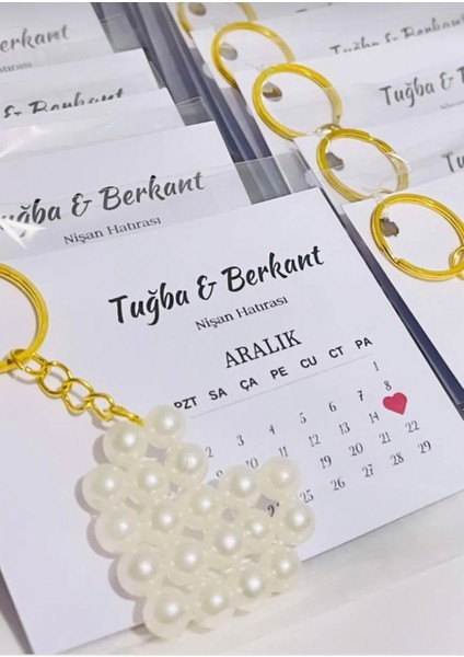Incili Kalpli Hediyelik Anahtarlık Söz/nişan/nikah/doğum Günü/kına 20 Adet