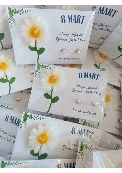 Anneler Günü Hediyesi 15 Adet Mum ve Inci Küpe Kartı fiyatları