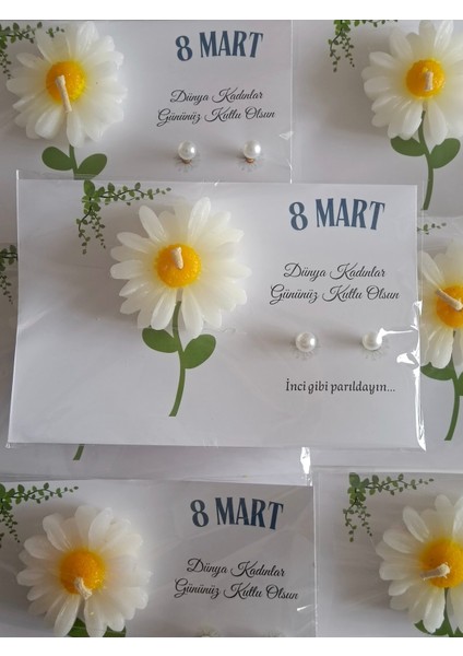 Anneler Günü Hediyesi 15 Adet Mum ve Inci Küpe Kartı fırsatları
