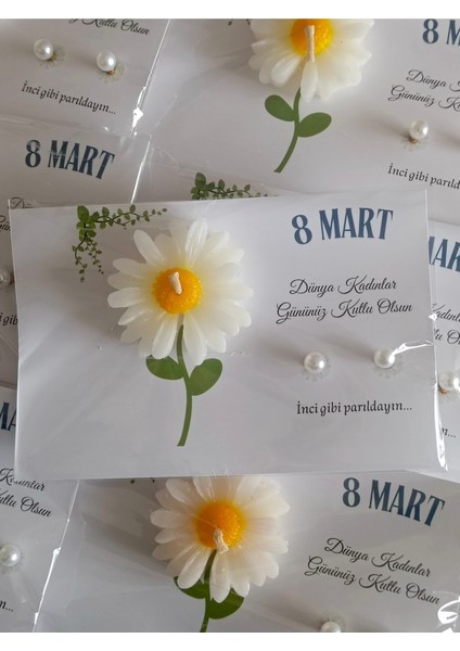 Anneler Günü Hediyesi 15 Adet Mum ve Inci Küpe Kartı