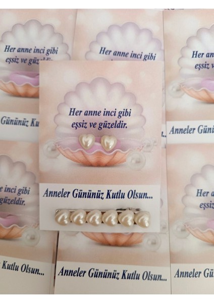 10 Adet Anneler Günü Kalp Inci Küpe Kalp Inci Toka