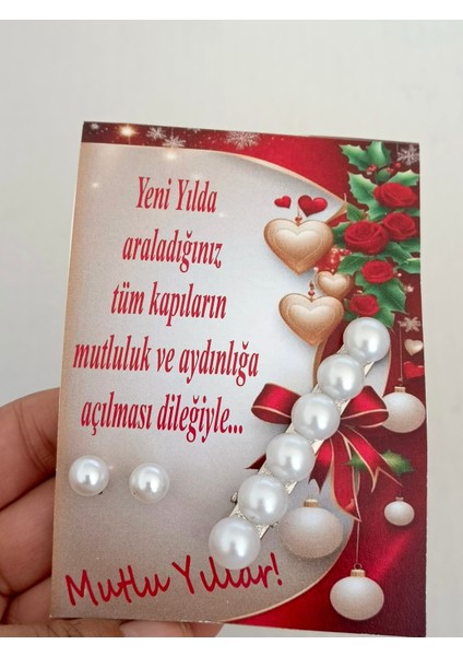 Noel Hediyelik Inci Toka Inci Küpe (10 Adet)