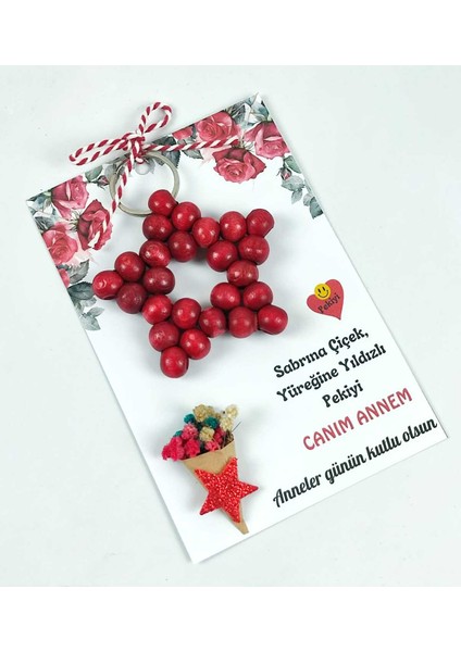 Anneler Günü Hediyesi Kırmızı Ahşap Anahtarlık 10 Adet indirimleri