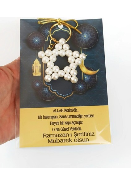 10 Adet Ramazan, Kadir Gecesi Hediyeliği Inci Yıldız Anahtarlı Kart Iftar, fiyatları