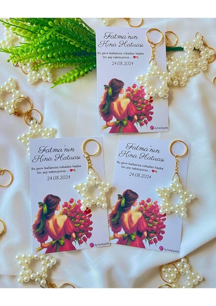 20 Adet Hediyelik Yıldız Anahtarlık Kına Hatırası Kartı - Kişiye Özel Tasarım Imkanı fiyatları