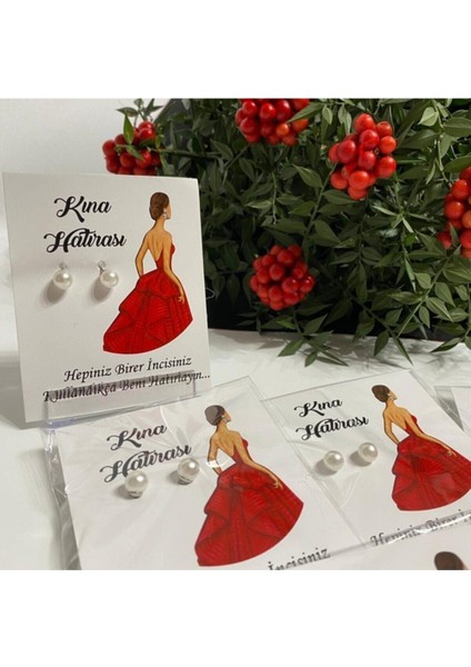 Inci Küpe Kına Hediyelik Kına Hatırası Nişan Hediyelik Küpe Kına 50 Adet Kırmızı