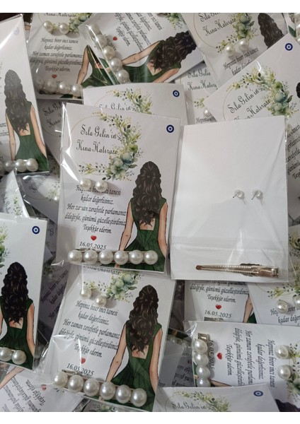 20 Adet Kına Hatırası Inci Toka ve Küpe fiyatları