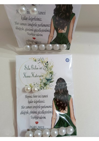 20 Adet Kına Hatırası Inci Toka ve Küpe modelleri
