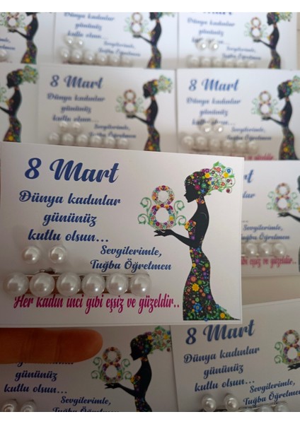 15 Adet 8 Mart Dünya Kadınlar Günü Hediyelik Inci Küpe