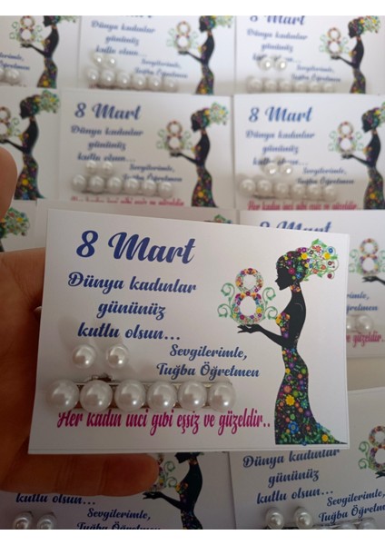 15 Adet 8 Mart Dünya Kadınlar Günü Hediyelik Inci Küpe fırsatları