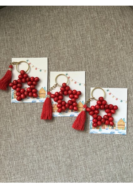 Yılbaşı Hediyesi Yıldız Anahtarlık Kırmızı Kartlı Jelatinli 10 Adet fiyatları