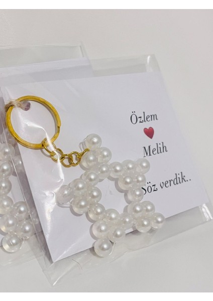 Incili Yıldız Model Hediyelik Anahtarlık Söz -Nişan Hediyesi (20 Adet) modelleri