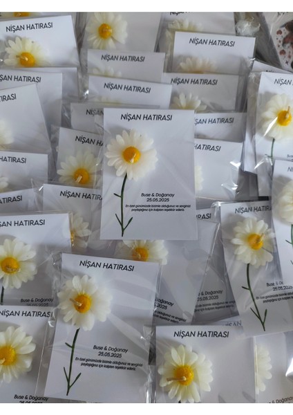Papatya Mum 20 Adet Kartlı Jelatinli Kişiye Özel Nişan, Düğün, Kına, Söz Hediyelik