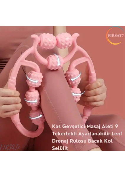 Kas Gevşetici Masaj Aleti 9 Tekerlekli Ayarlanabilir Lenf Drenaj Rulosu Bacak Kol Selülit Ith fırsatları