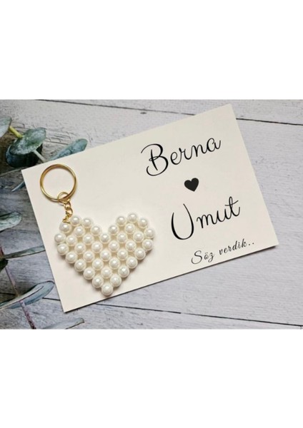 20 Adet Inci Kalpli Anahtarlık, Hediye| Nikah Şekeri, Nişan, Söz, Kına, Düğün, Sünnet, Doğum Günü
