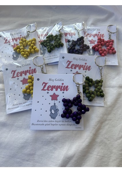 Ahşap Yıldız Anahtarlık Bebek Hediyeliği Fil & Balon Kız Konsept 25 Adet fırsatları