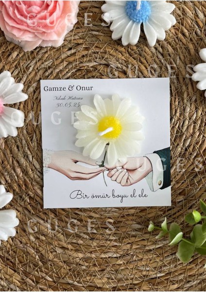 10 Adet Özel Tasarlanmış Kart ve Papatya Mum. Düğün, Nişan, Nikah, Söz, Doğum Günü, Nikah Hediyelik fiyatları